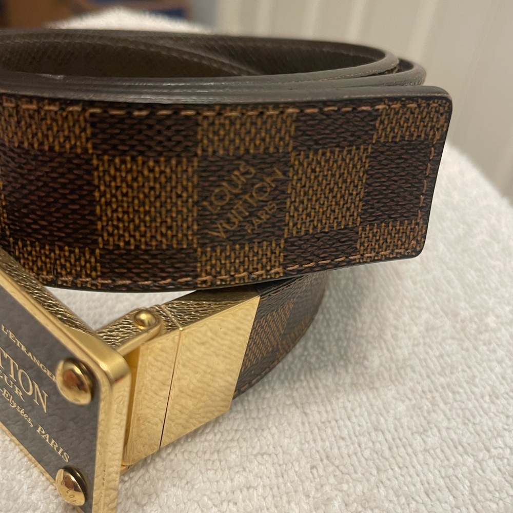 Louis Vuitton luxury Damier Santur Inventeur Men’s Belt - Picture 4 of 8